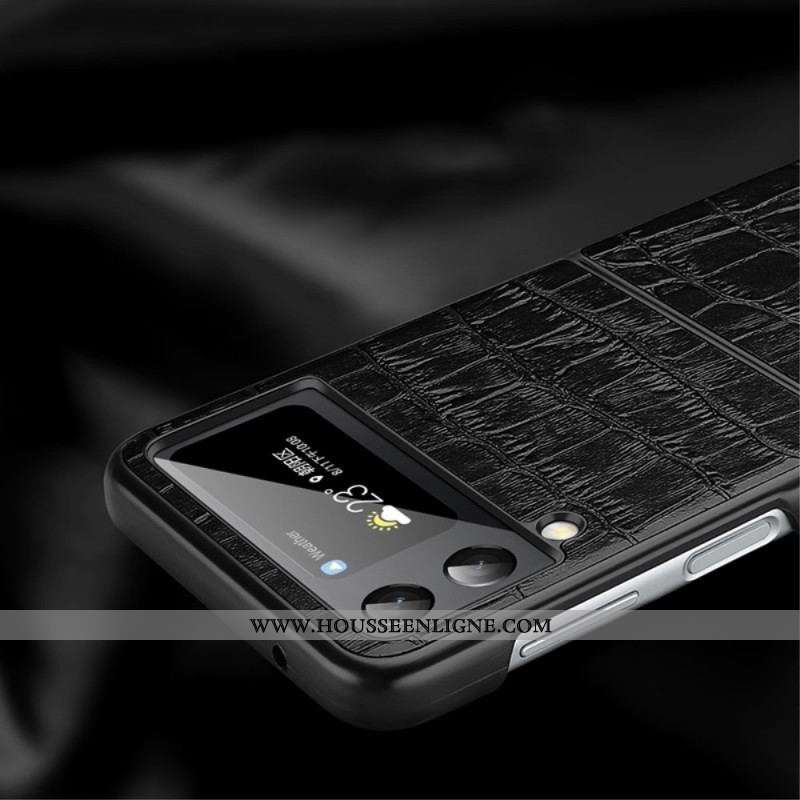 Coque Samsung Galaxy Z Flip 3 5G Véritable cuir Texture Crocodile