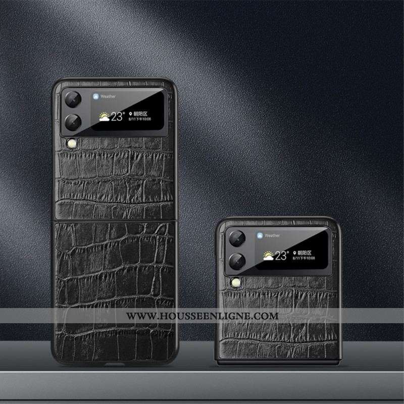 Coque Samsung Galaxy Z Flip 3 5G Véritable cuir Texture Crocodile