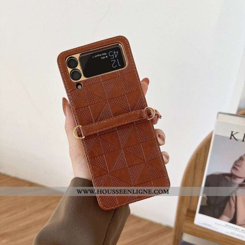 Coque Samsung Galaxy Z Flip 3 5G à Cordon Simili Cuir