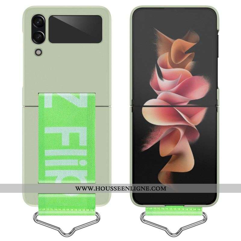 Coque Samsung Galaxy Z Flip 4 5G Anneau et Sangle Lettres