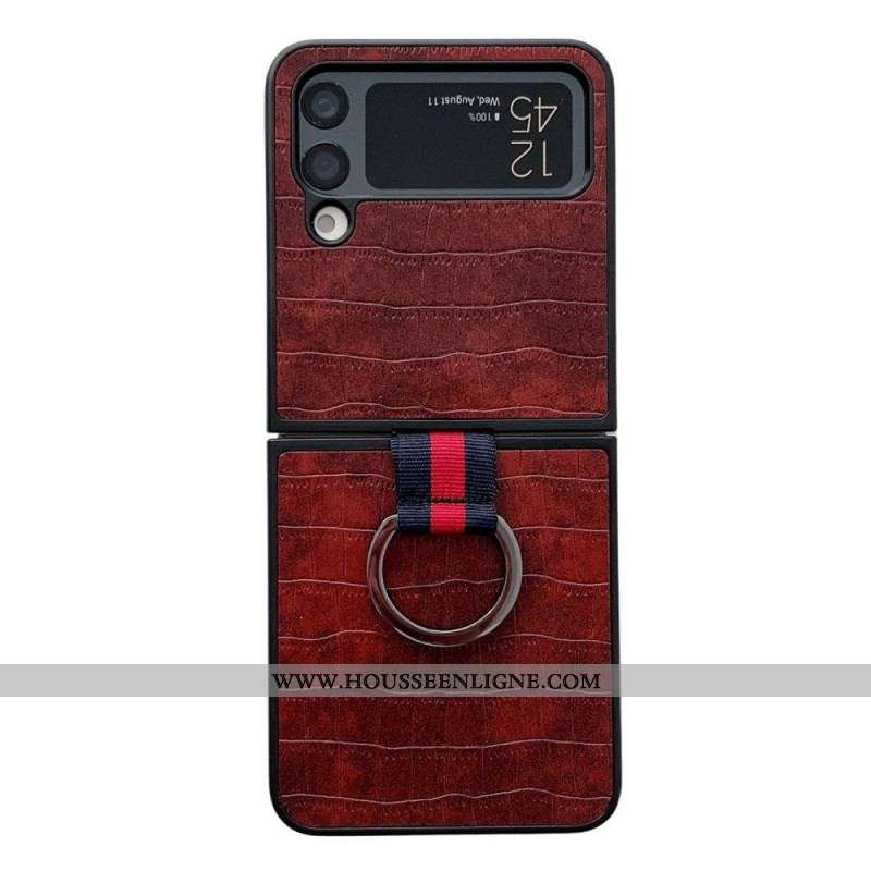 Coque Samsung Galaxy Z Flip 4 5G Design Croco et anneau
