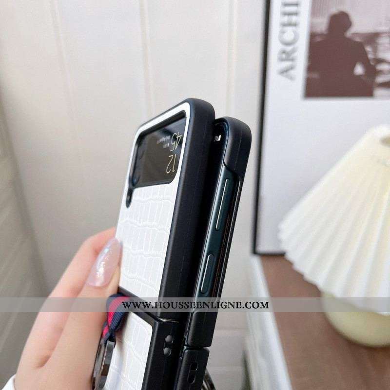 Coque Samsung Galaxy Z Flip 4 5G Design Croco et anneau