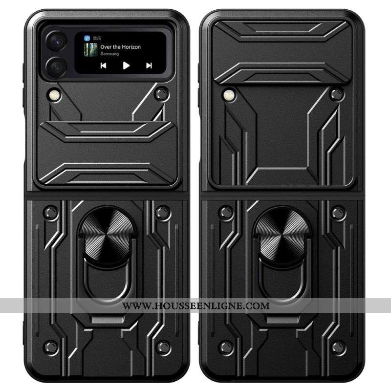 Coque Samsung Galaxy Z Flip 4 Cache Lentille avec Anneau-Support