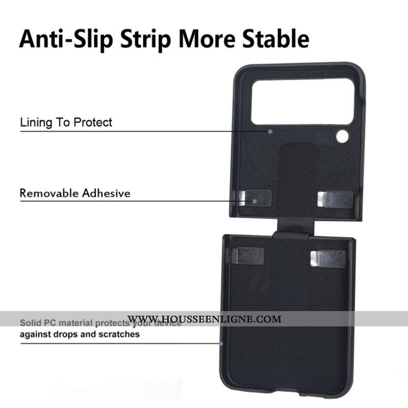 Coque Samsung Galaxy Z Flip 4 Cuir Litchi avec Anneau