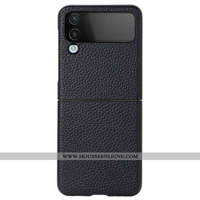 Coque Samsung Galaxy Z Flip 4 Cuir Véritable Litchi
