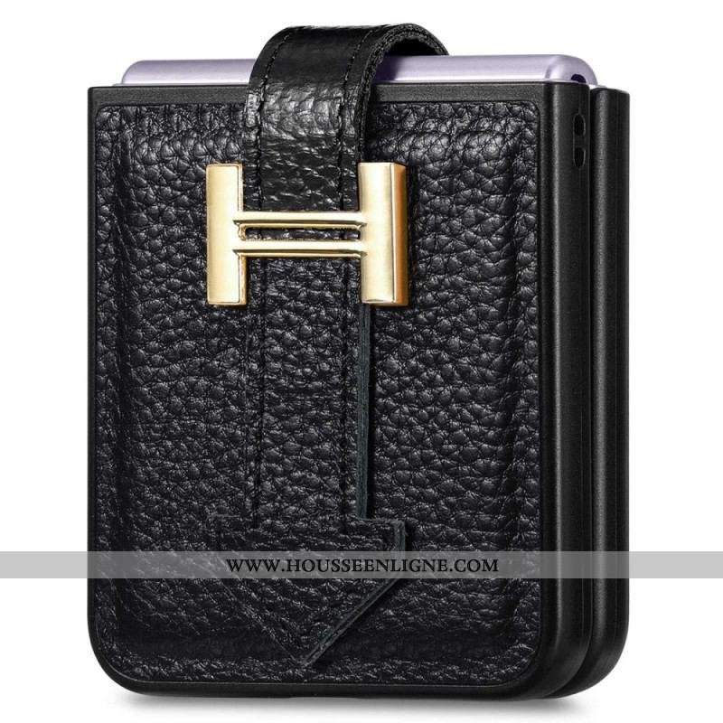 Coque Samsung Galaxy Z Flip 4 Cuir et Breloques
