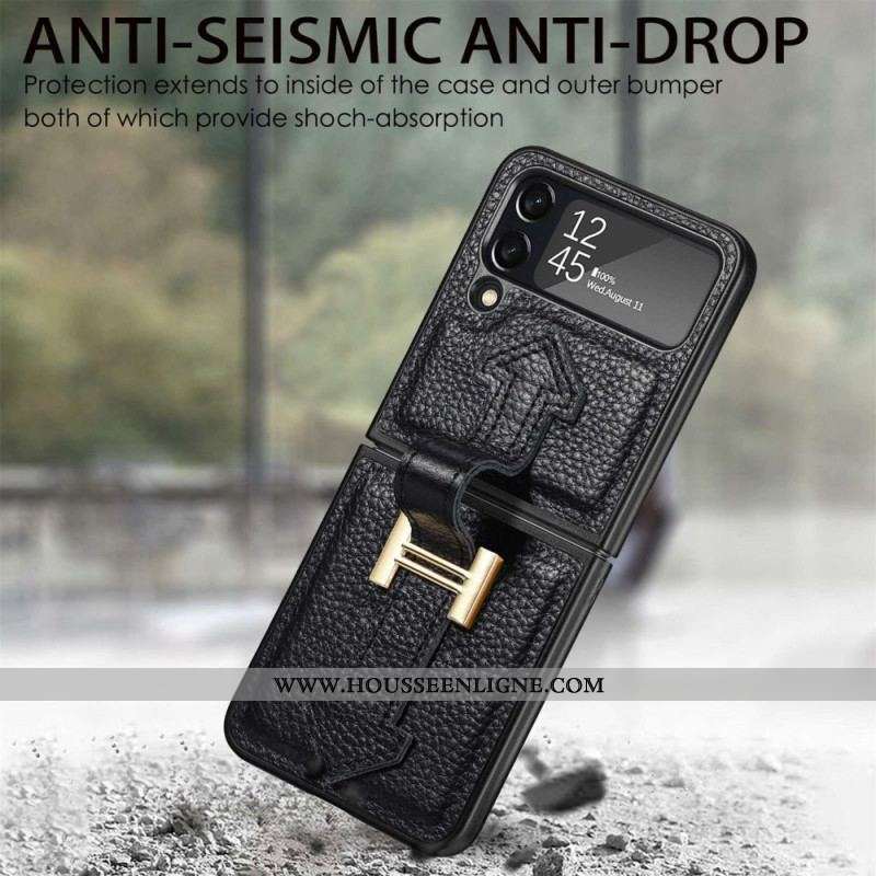 Coque Samsung Galaxy Z Flip 4 Cuir et Breloques