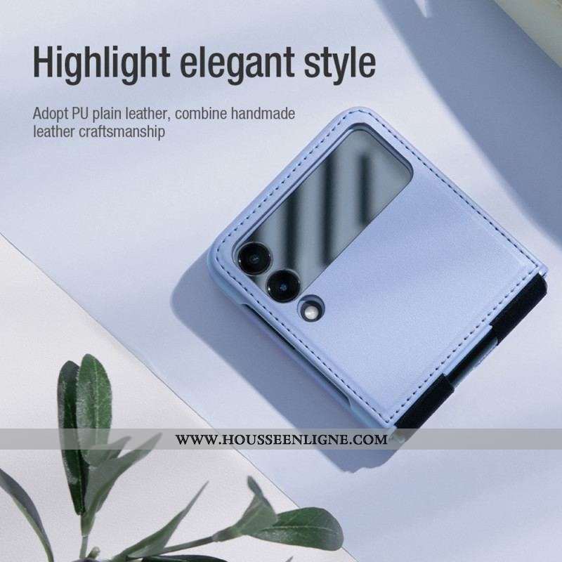 Coque Samsung Galaxy Z Flip 4 Cuir et Support NILLKIN