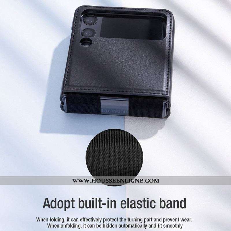 Coque Samsung Galaxy Z Flip 4 Cuir et Support NILLKIN