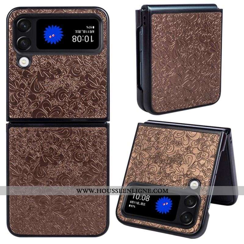 Coque Samsung Galaxy Z Flip 4 Effet Cuir Baroque
