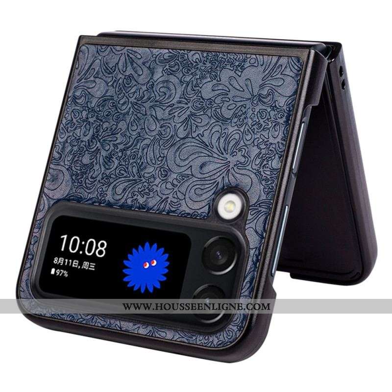 Coque Samsung Galaxy Z Flip 4 Effet Cuir Baroque