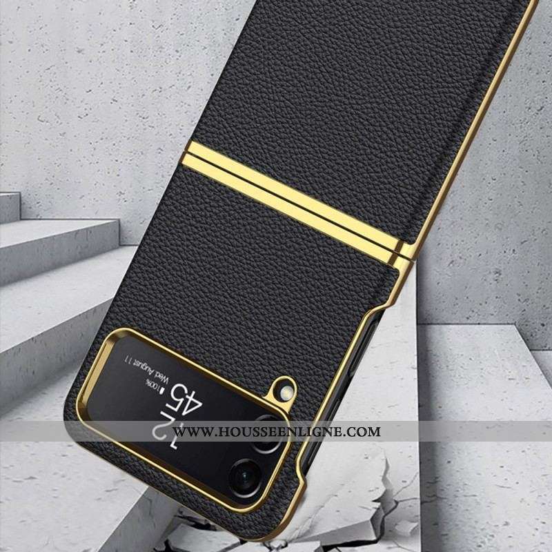 Coque Samsung Galaxy Z Flip 4 Effet Cuir Litchi GKK