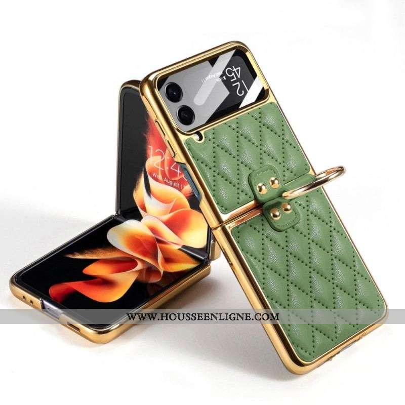 Coque Samsung Galaxy Z Flip 4 Matelassée avec Anneau GKK