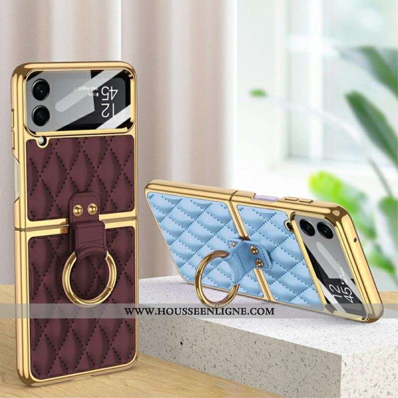 Coque Samsung Galaxy Z Flip 4 Matelassée avec Anneau GKK