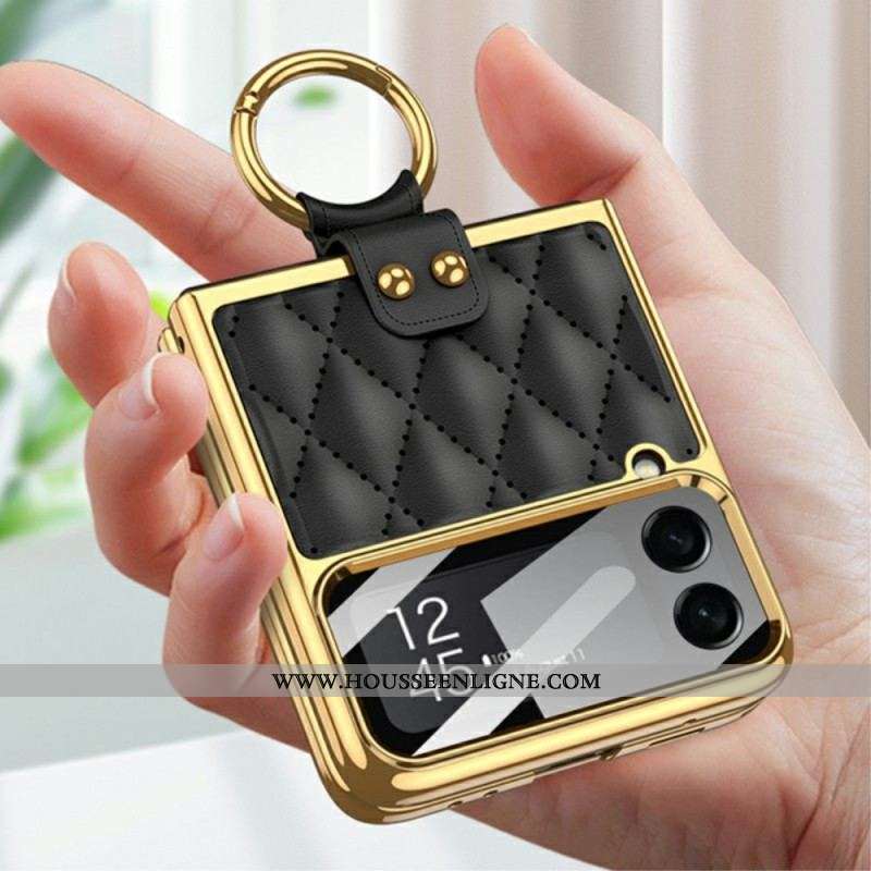 Coque Samsung Galaxy Z Flip 4 Matelassée avec Anneau GKK