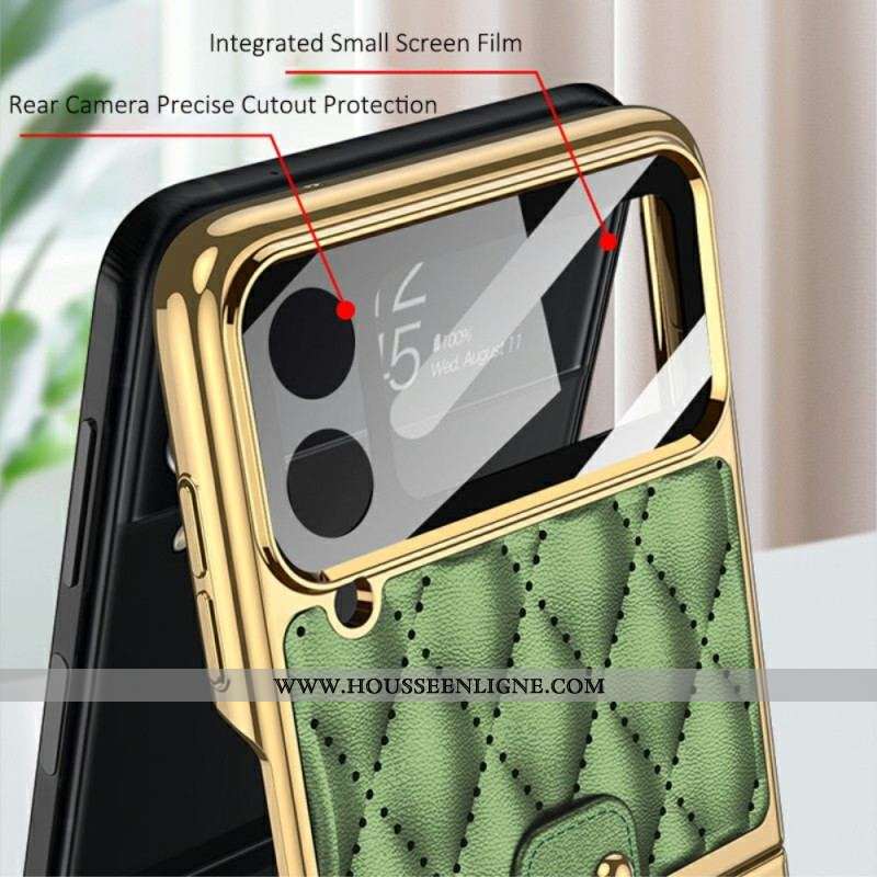 Coque Samsung Galaxy Z Flip 4 Matelassée avec Anneau GKK