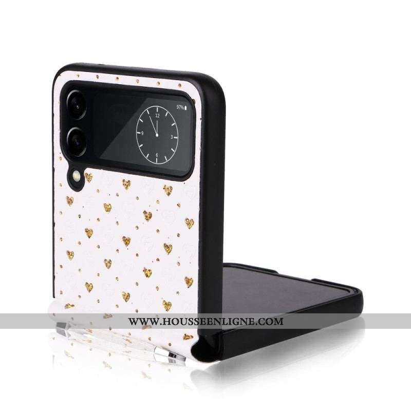 Coque Samsung Galaxy Z Flip 4 Multiples Coeurs et Bandoulière