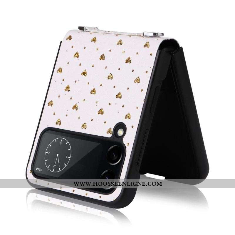 Coque Samsung Galaxy Z Flip 4 Multiples Coeurs et Bandoulière