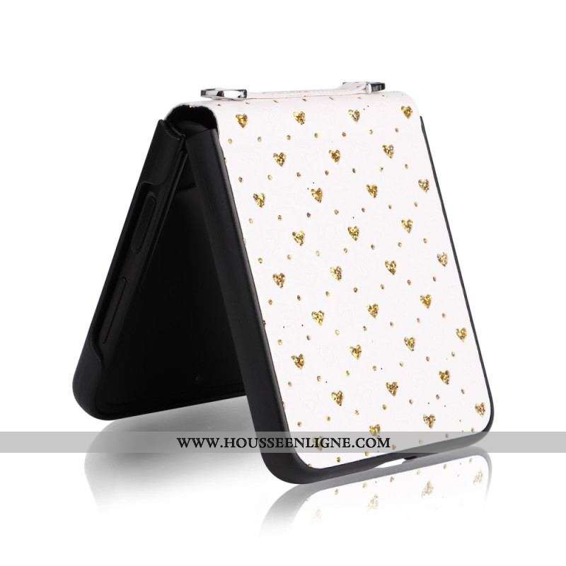 Coque Samsung Galaxy Z Flip 4 Multiples Coeurs et Bandoulière