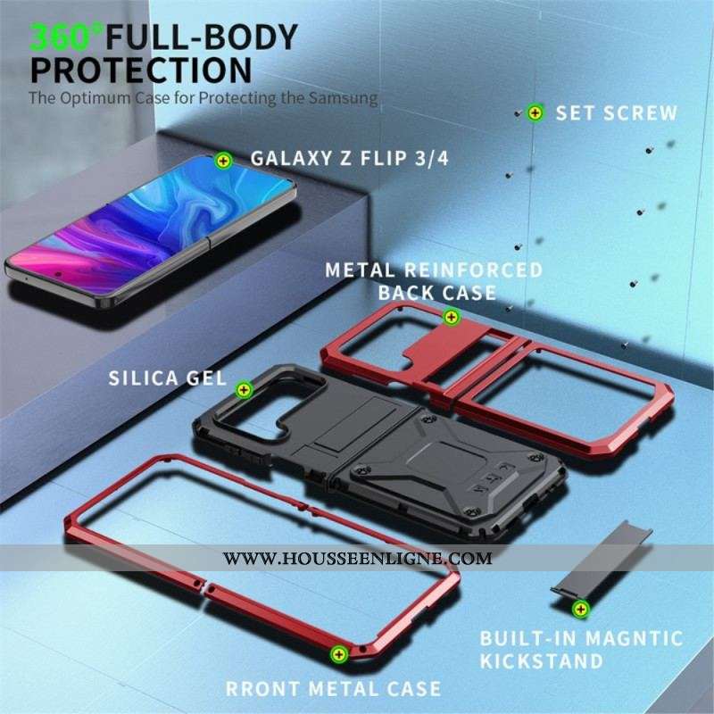 Coque Samsung Galaxy Z Flip 4 Métal et Support Mains Libre