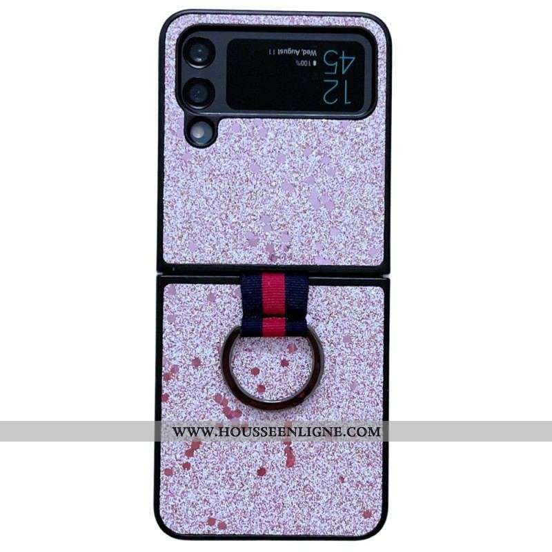 Coque Samsung Galaxy Z Flip 4 Paillettes avec Anneau
