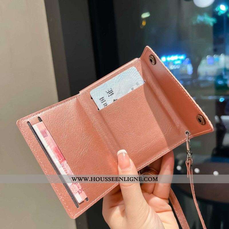 Coque Samsung Galaxy Z Flip 4 Porte-Cartes avec Bandoulière