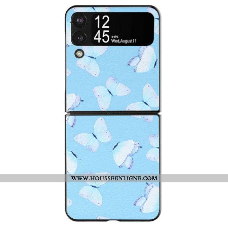 Coque Samsung Galaxy Z Flip 4 Simili Cuir Papillons