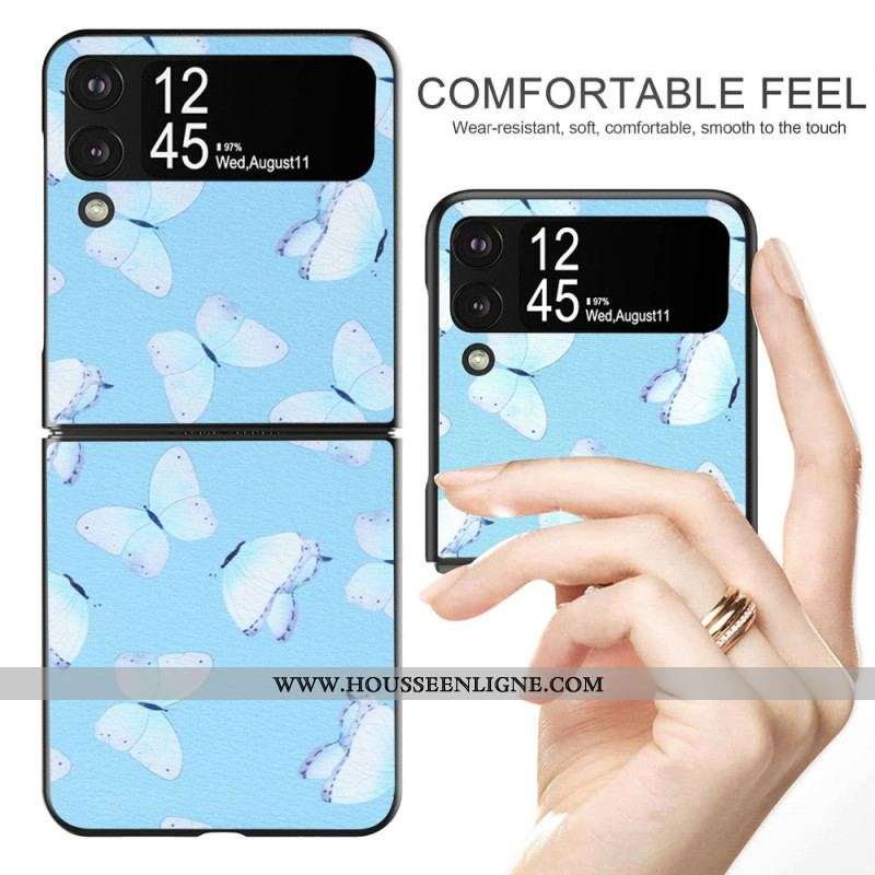 Coque Samsung Galaxy Z Flip 4 Simili Cuir Papillons