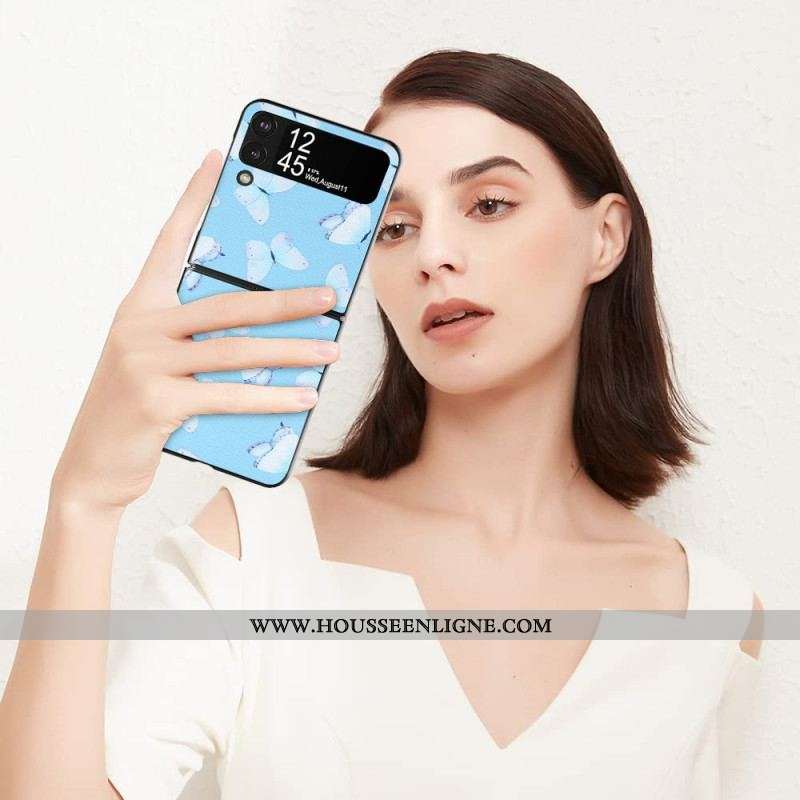 Coque Samsung Galaxy Z Flip 4 Simili Cuir Papillons