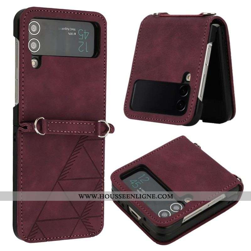 Coque Samsung Galaxy Z Flip 4 Simili Cuir Triangles