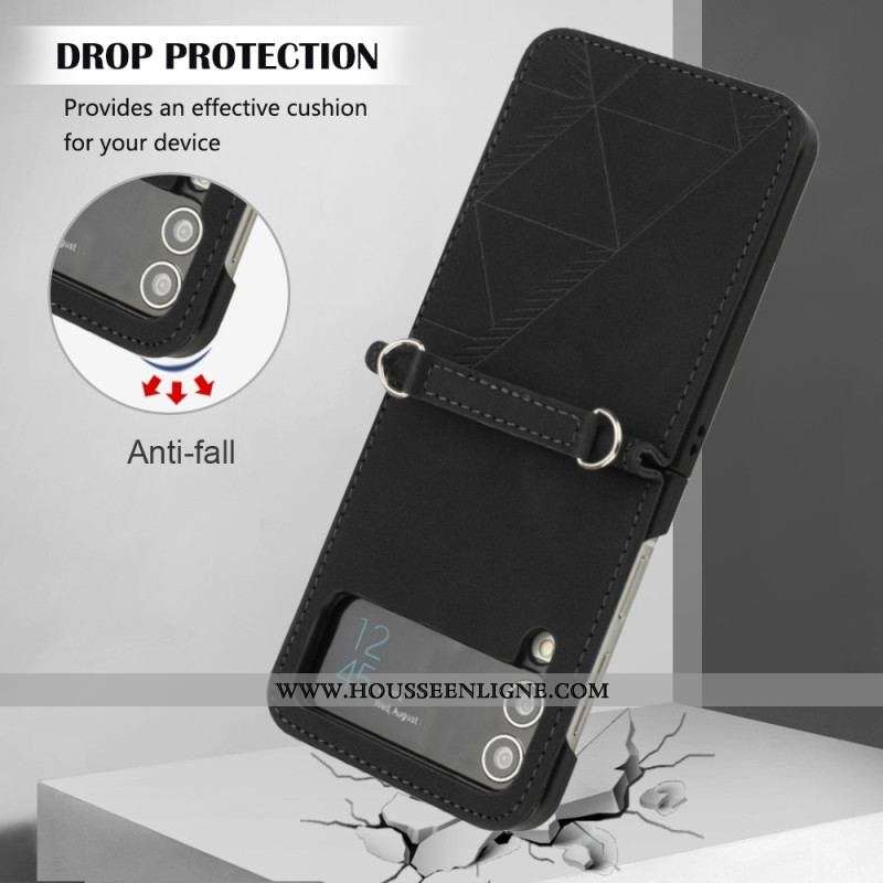 Coque Samsung Galaxy Z Flip 4 Simili Cuir Triangles