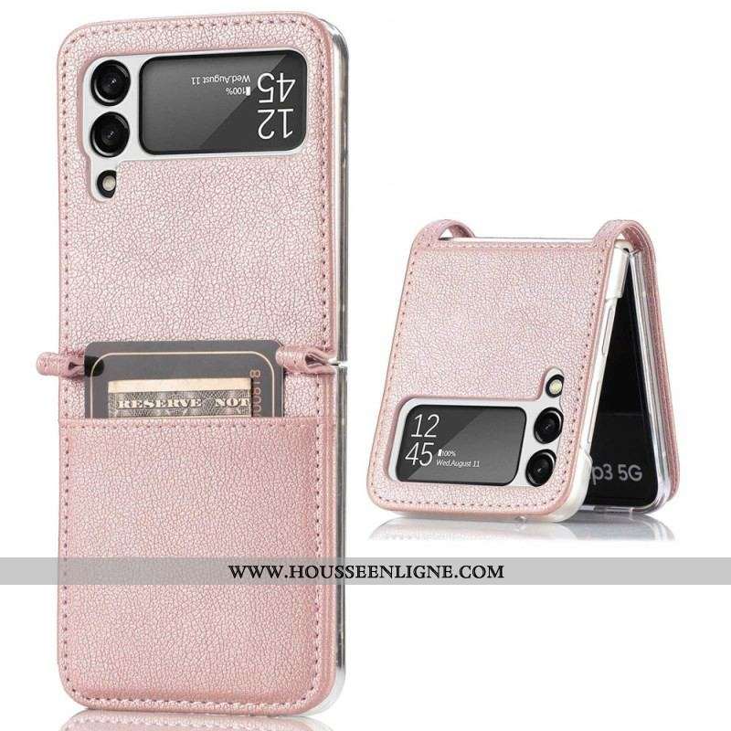 Coque Samsung Galaxy Z Flip 4 Style Cuir Litchi Porte-Carte