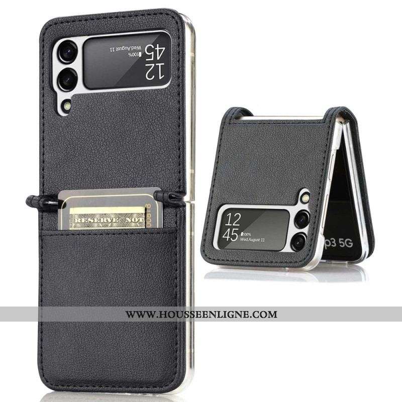 Coque Samsung Galaxy Z Flip 4 Style Cuir Litchi Porte-Carte