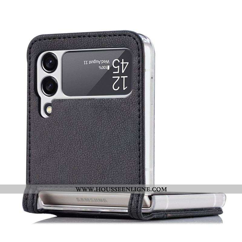 Coque Samsung Galaxy Z Flip 4 Style Cuir Litchi Porte-Carte