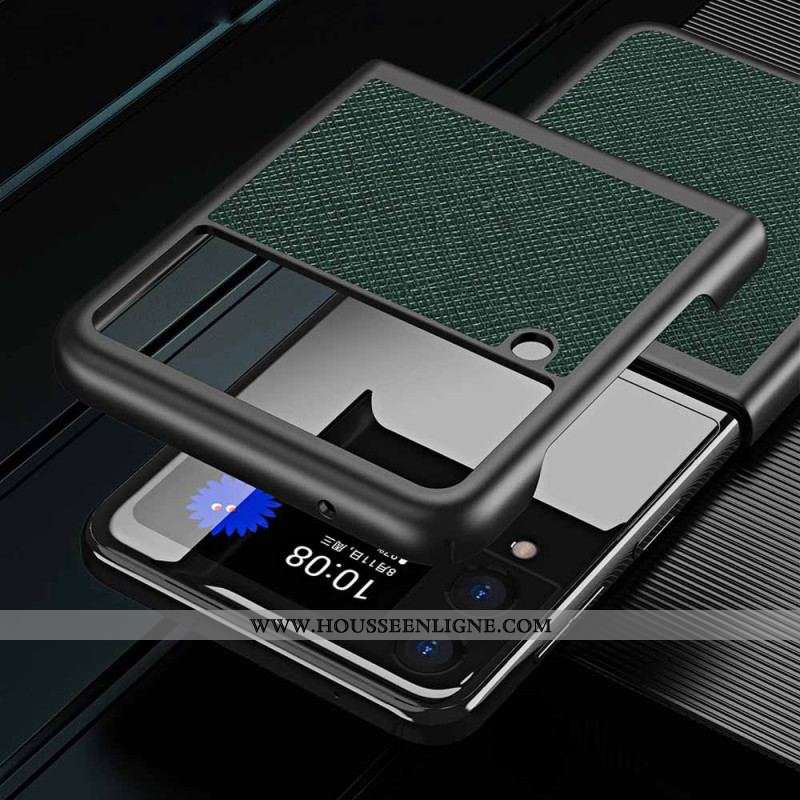 Coque Samsung Galaxy Z Flip 4 Style Cuir Texturé