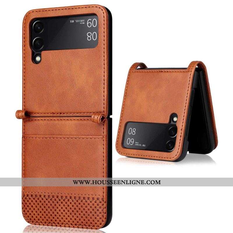 Coque Samsung Galaxy Z Flip 4 Style Cuir Vintage Porte-Carte