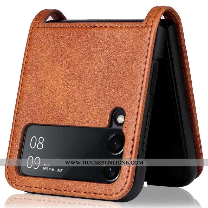 Coque Samsung Galaxy Z Flip 4 Style Cuir Vintage Porte-Carte