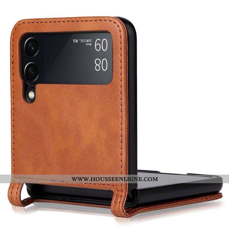 Coque Samsung Galaxy Z Flip 4 Style Cuir Vintage Porte-Carte