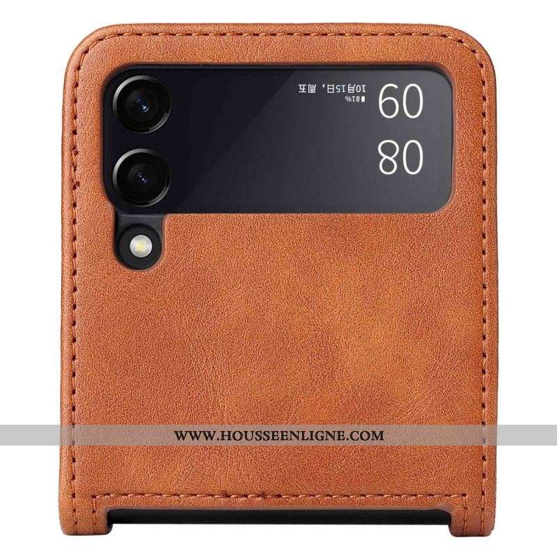 Coque Samsung Galaxy Z Flip 4 Style Cuir Vintage Porte-Carte