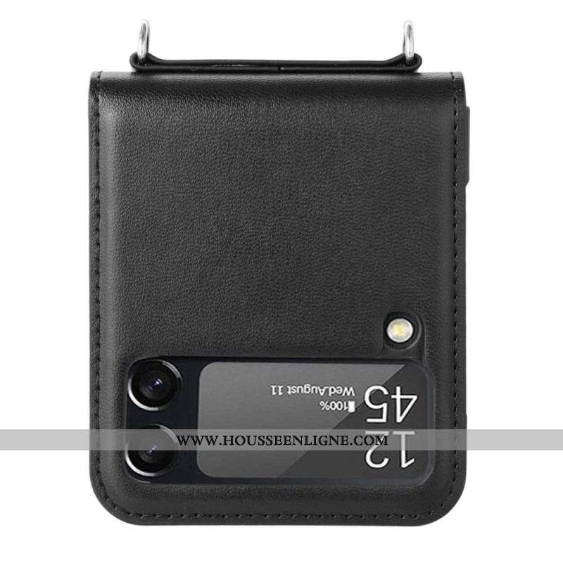 Coque Samsung Galaxy Z Flip 4 Style Cuir avec Lanière