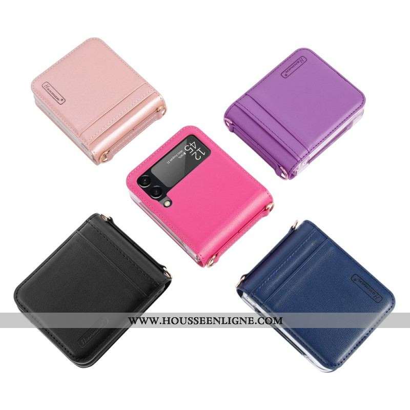 Coque Samsung Galaxy Z Flip 4 Style Cuir avec Lanière