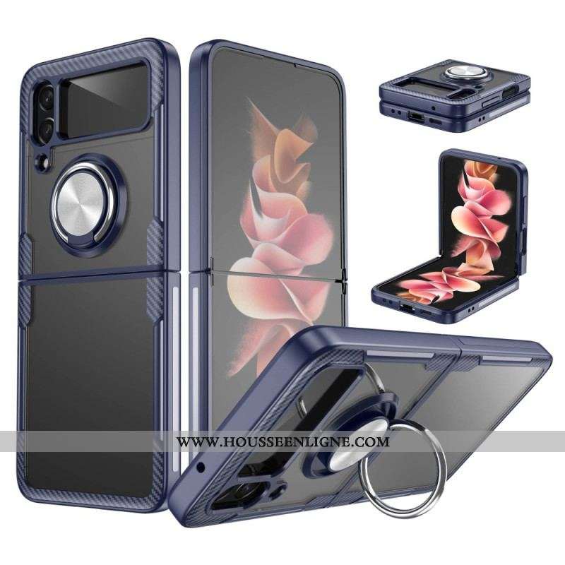 Coque Samsung Galaxy Z Flip 4 Transparente Anneau-Support