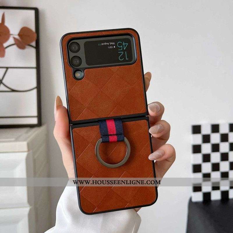 Coque Samsung Galaxy Z Flip 4 Tressée avec Anneau