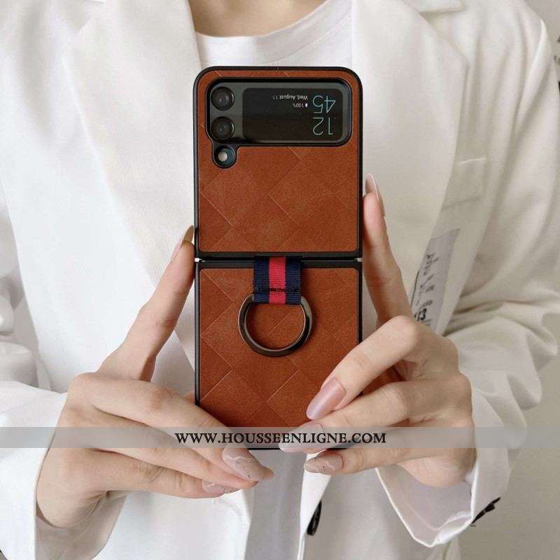 Coque Samsung Galaxy Z Flip 4 Tressée avec Anneau