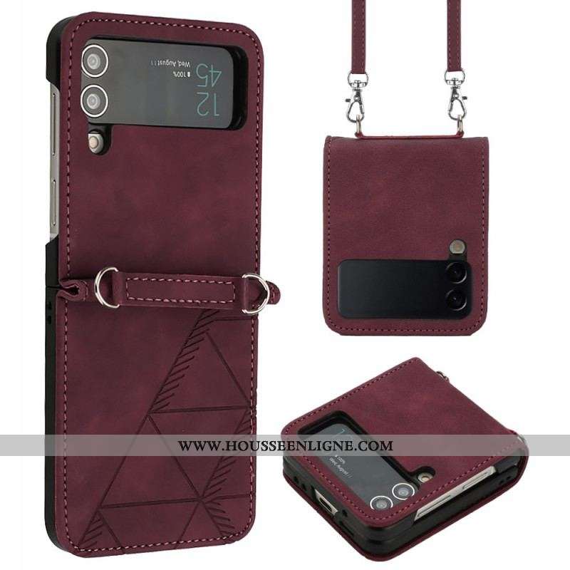 Coque Samsung Galaxy Z Flip 4 Triangles avec Bandoulière