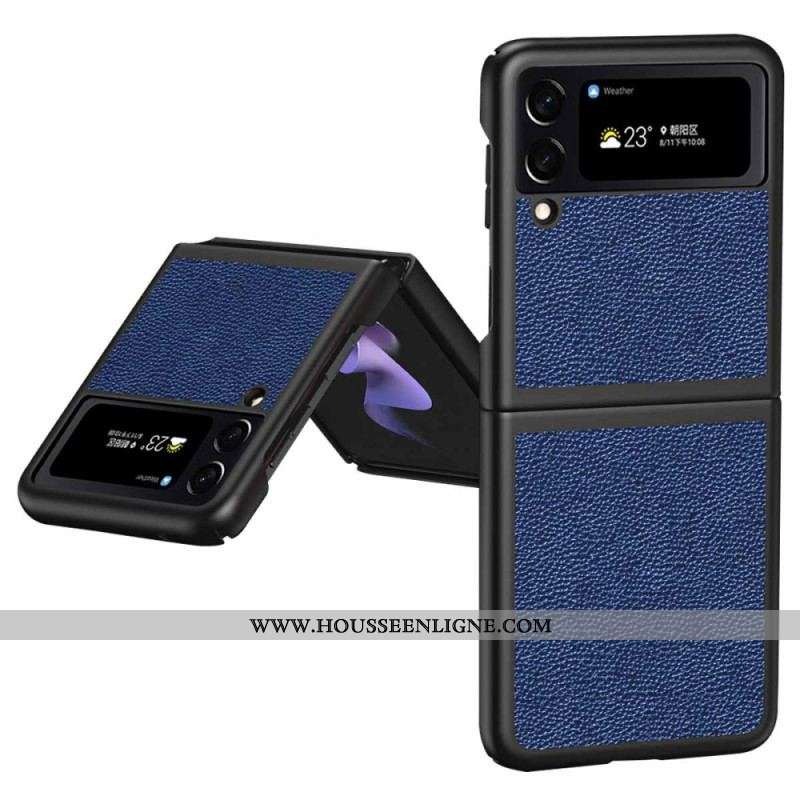 Coque Samsung Galaxy Z Flip 4 Véritable Cuir Litchi Color