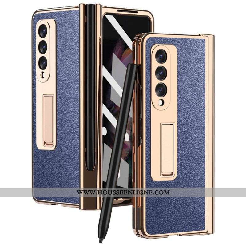 Coque Samsung Galaxy Z Fold 3 5G Cuir Litchi Multi-Fonctions