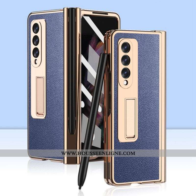 Coque Samsung Galaxy Z Fold 3 5G Cuir Litchi Multi-Fonctions