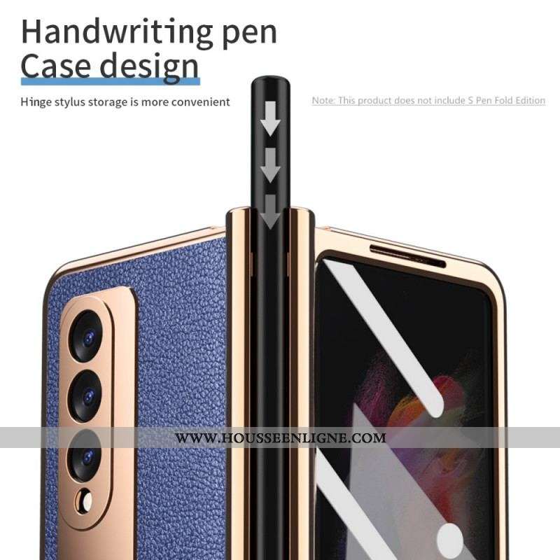 Coque Samsung Galaxy Z Fold 3 5G Cuir Litchi Multi-Fonctions