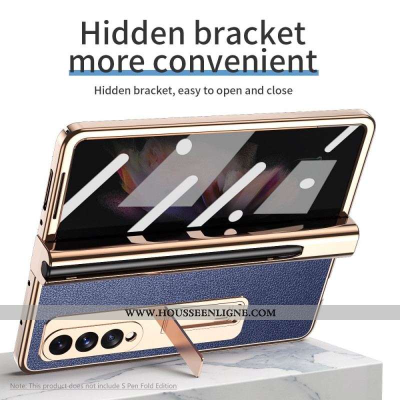 Coque Samsung Galaxy Z Fold 3 5G Cuir Litchi Multi-Fonctions